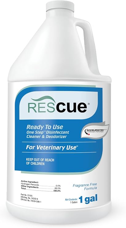 REScue One-Step Disinfectant Cleaner & Deodorizer, For Veterinary Use, Animal Shelters, Pet Foster Homes, Kennels, Litter Box, Concentrate, 1-Gallon