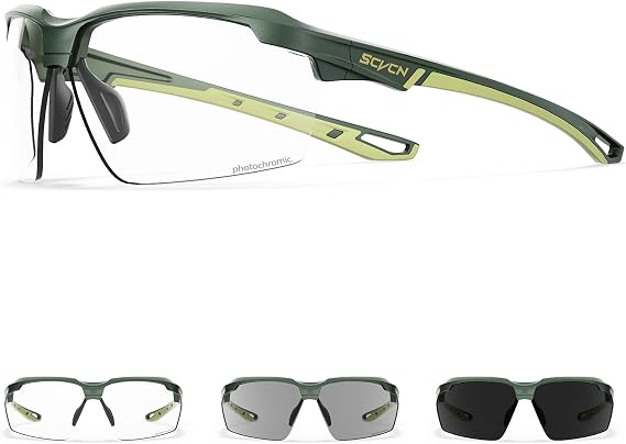 SCVCN S87 Photochromic Sports Cycling Glasses for Men, Women, Youth | Clear UV400 sports sunglasses designed for baseball, MTB, running, softball and outdoor activities