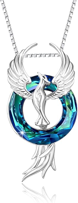 CUOKA MIRACLE Phoenix Necklace with Crystal for Women 925 Sterling Silver Peacock Necklace Nirvana of Phoenix Gifts Jewelry for Women