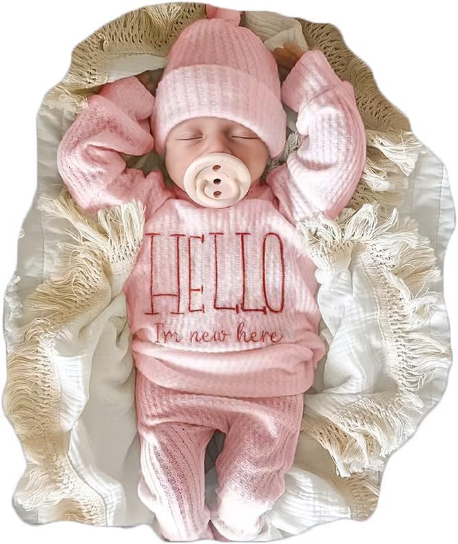 Ylsteed Newborn Baby Boy Girl Clothes Outfits Long Sleeve Romper Bodysuit Baby Shower Coming Home Outfit ShirtPantsHat