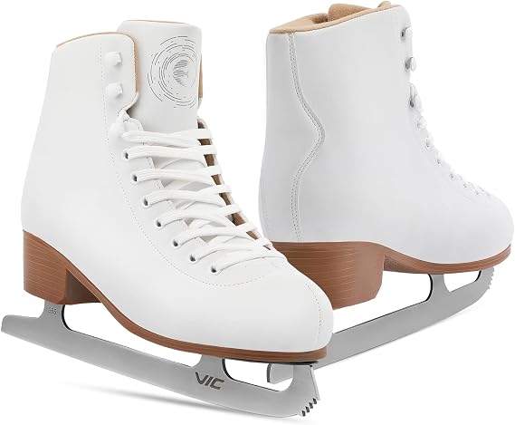 FEETCITY Ice Skates for Women Girls Lace-Up Adult Figure Skate with Skate Guards Ice Hockey Skates Indoor/Outdoor