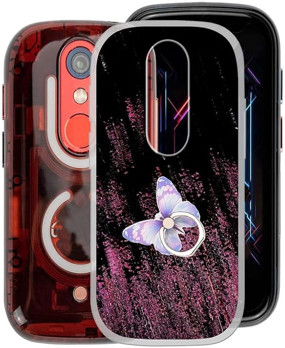 for Unihertz Jelly Star Case with [360 Rotation Ring Kickstand], Transparent Anti-Scratch Soft Silicone Case for Unihertz Jelly Star (3.00"), Shockproof Cover for Women/Girl - Pink