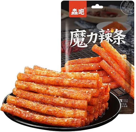 Spicy Strips Chinese Snack (62G/Bag) of Handmade Spicy Strips, La Tiao,Vegetarian, Konjac Lataio Latio (Hot Strip,3 bag)