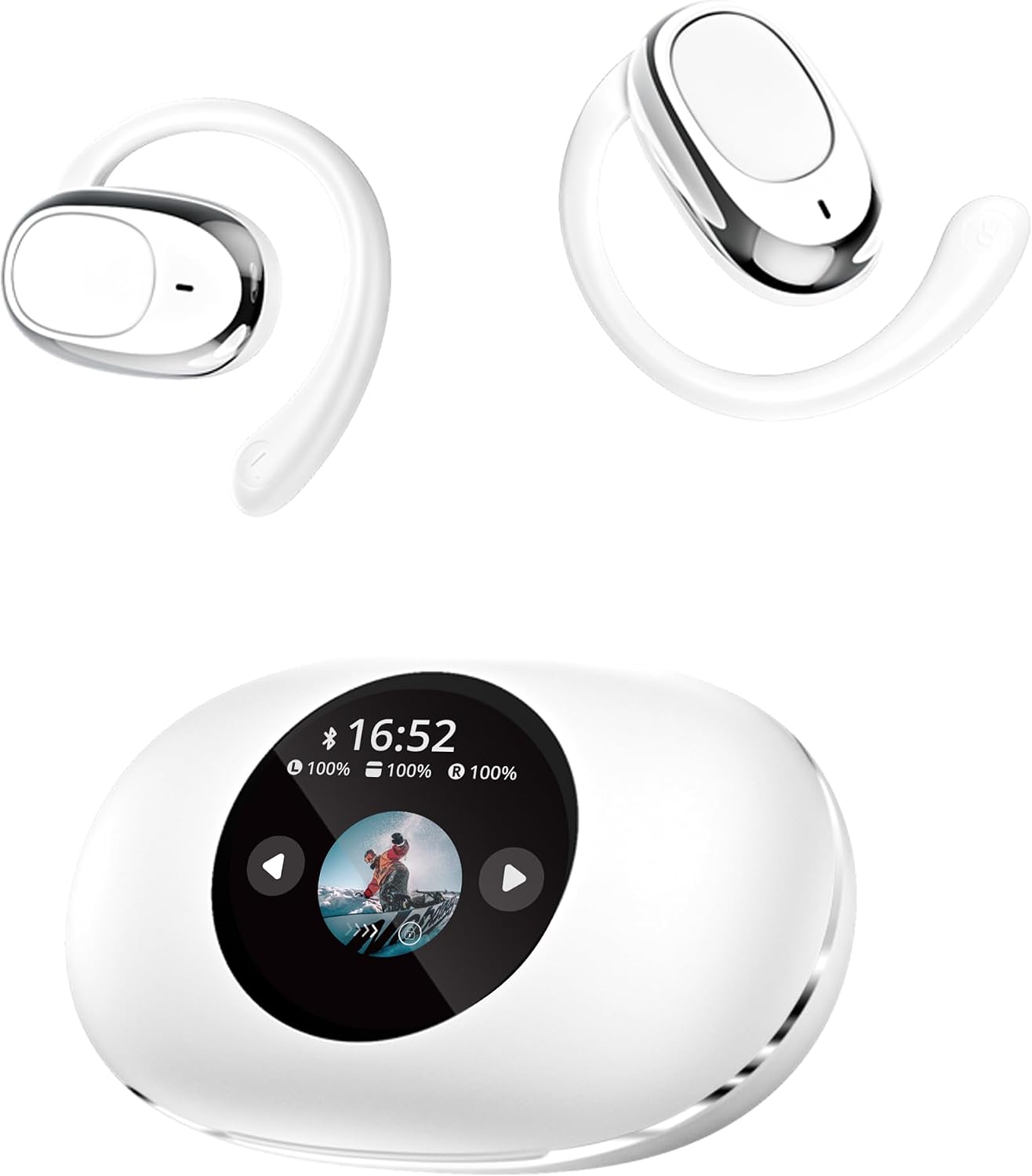AI Translation Earbuds Real Time, Language Translator Headphones OWS 3-in-1 Bluetooth 5.4 with APP, Translating Device Open Ear Earphone with Intelligent Touch Screen for Travel Business Learning