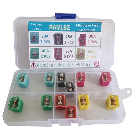 FAYLEZ Kit Mini Fuse Assortment Low Profile 20A 25A 30A 40A 50A 60A for Automotive 12PCS