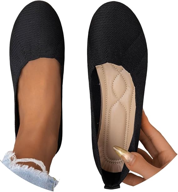 Boat Shoes Women's Fabric Ballet Flats - Fabric Knitted Barefoot Shoes Women's Round Toe Sports Shoes Comfortable Elegant Trainers Non-Slip Sporty Trainers Summer Shoes Golf Shoes Flat Ballet Flats