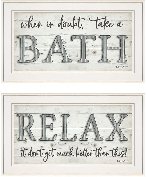 Trendy Decor 4U VBOY675-226G Bath Relax Wall Art By Susie Boyer - Farmhouse Positive Affirmations