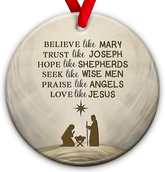 Nativity Christmas Ornaments - Holy Family Tradition Gifts, Religious Gifts for Christian & Catholic - Night of Jesus Ornament, Church Decoration
