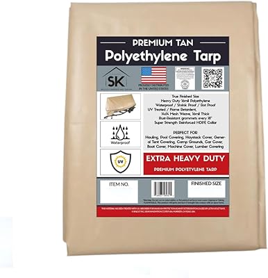 Tan Extra Heavy Duty 16 Mil Poly Tarp CanopyCoverIndustrialAgricultural 5x7