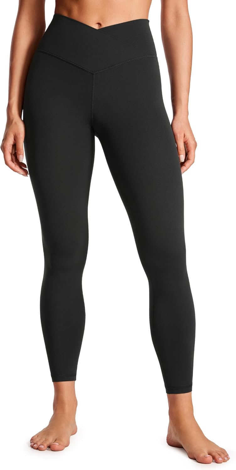 CRZ YOGA Womens Butterluxe Cross Waist Workout Leggings 25  28 - V Crossover High Waisted Gym Yoga Leggings