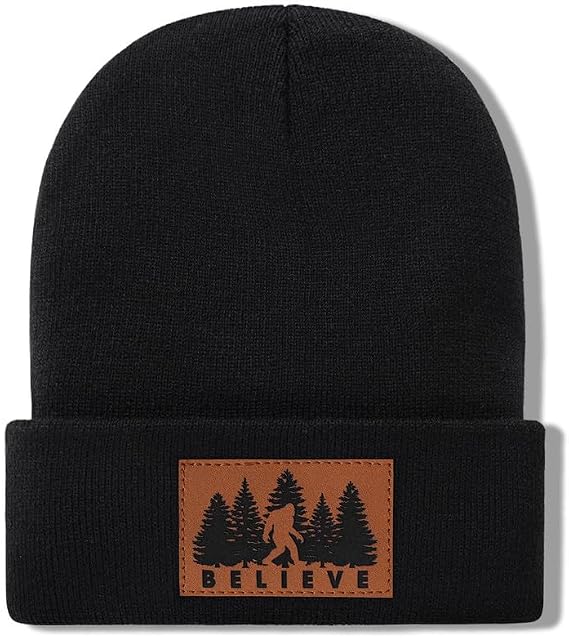 Bigfoot Beanie for Men - Sasquatch Hat Winter Knit Cuffed Beanie for Women - Bigfoot Gifts for Christmas & New Year