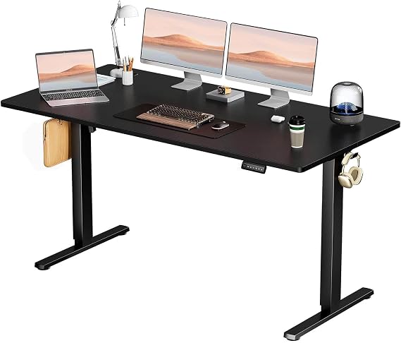 Electric Standing Desk,63 X 24 Inches with Adjustable Desktop Height,Standing Upright Office Desk with 6 Button Controller for Office Desks&workstations (Black)