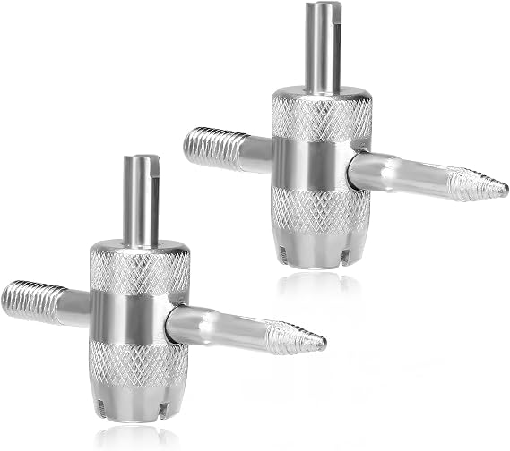 2PCS 4-Way Valve Core Removal Tool, 4-in-1 Valve Core Tools Tire Valve Stem Remover Installer, Multifunctional 4 Way Tyre Stem Cores Repair Wrench for Car Bicycle Motorcycle