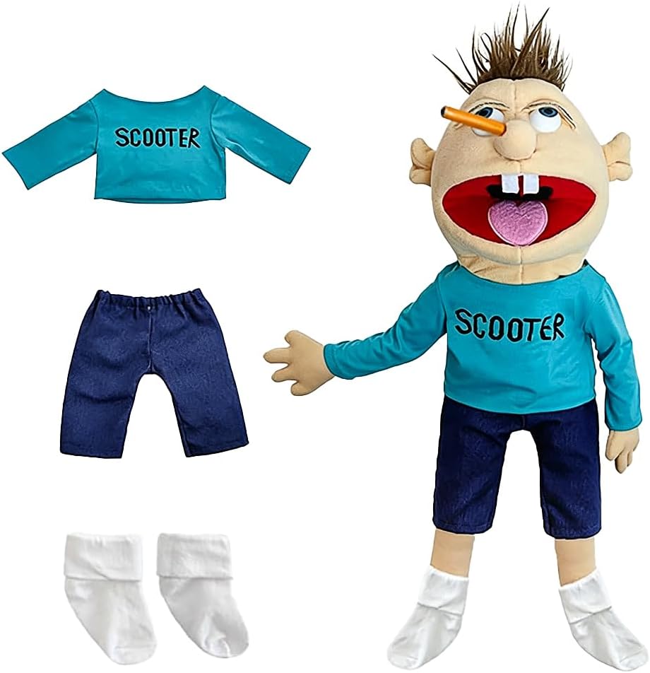 Jeffy Puppet Plush Toy Doll, 55cm Mischievous Funny Puppe for Play House, Funny Puppet's Toy, for Party Role-Playing (Scooter)