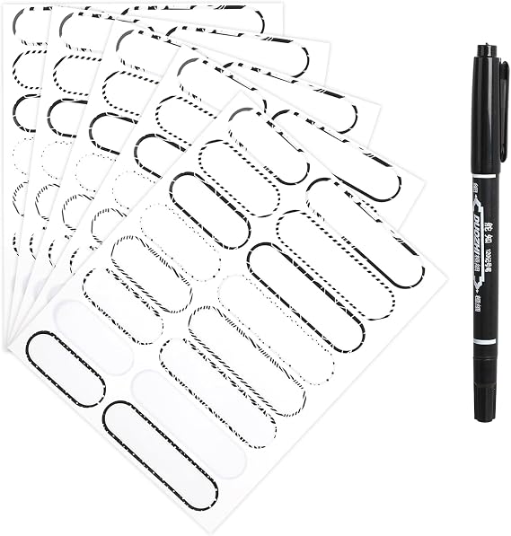 480 Pcs Waterproof Name Tag Stickers for Bottles, Self-Laminating Daycare Labels for Kids Stuff Daycare Essentials with Pen, Waterproof Labels Personalized Name Stickers for Water Bottles Clothes