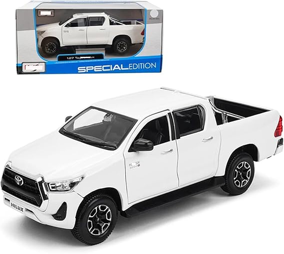 HTLNUZD 1/27 Alloy Racing Car Model for Toyota Hilux Pickup Adult Exquisite DieCast Realistic Design & Premium Finish Ultimate Collectible Model (White)