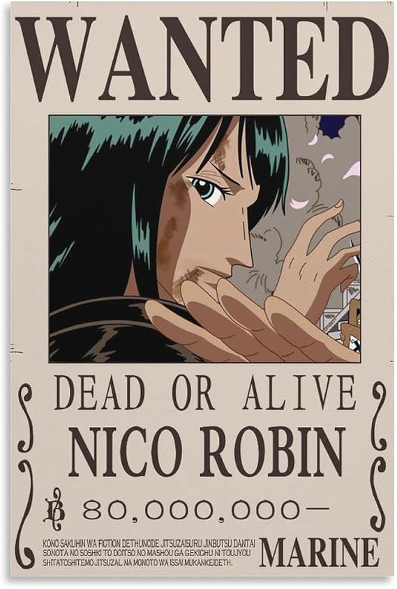 NICO ROBIN Anime Wanted Bounty Poster (150) Canvas Poster Wall Art Picture Prints Hanging Photo Gift Idea Decor Home Posters Artworks 16x24inch(40x60cm)