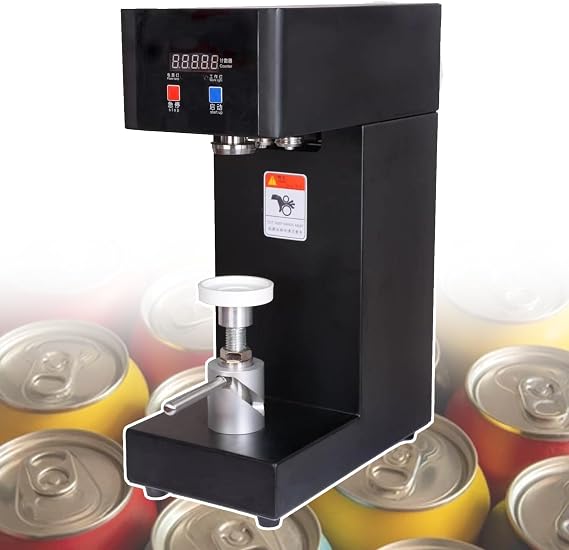 180W Can Sealing Machine with Counter, Electric Cup Sealer Machine with LCD Display,for 2.2 Diameter & 5.7-7.9 Height Tin Can Seaming,Black-110V