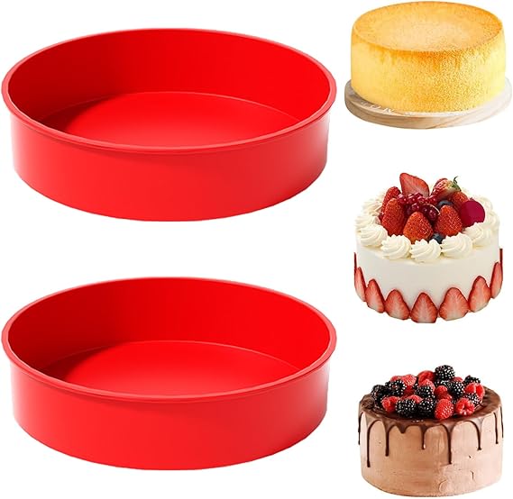 YXHZVON 10 Inch Round Silicone Cake Moulds, 2PCS Silicone Cake Tins for Baking, Quick Release Baking Moulds for Cakes Puddings Bread Pastry