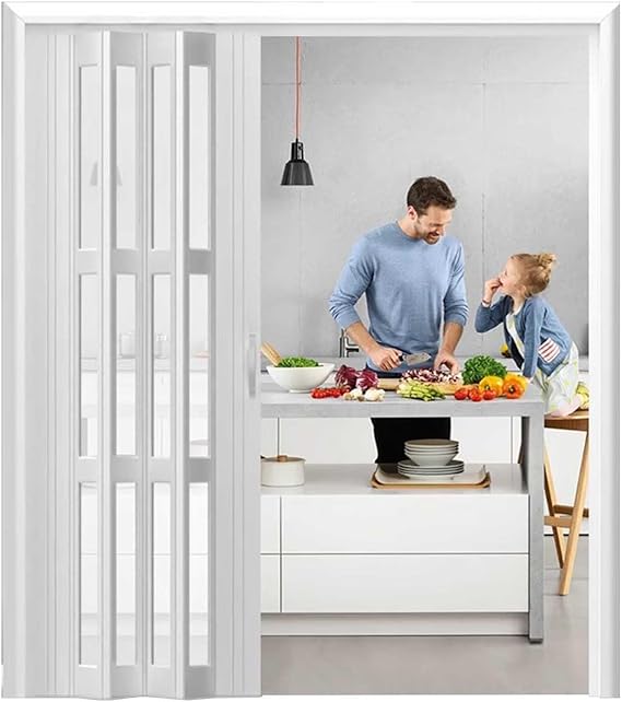 ZIMGOD Accordion Door Kitchen White Sliding Door, Living Room Hallway Folding Doors Gate, 23/24/26/28/30/32/36/40/42/45/48/52/56/60/65/66/70/72/75/78/80 Inch Wide(23x80in (58.5x203cm))