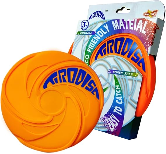 AMAZING TOYZ TIRODISC Orange Frisbee for Kids Beginner Easy Clean Foldable ECO Material Toy Flying Disc 20 cm Easy Throw Fly Far Easy Grab Indoors Outdoors Park Pool