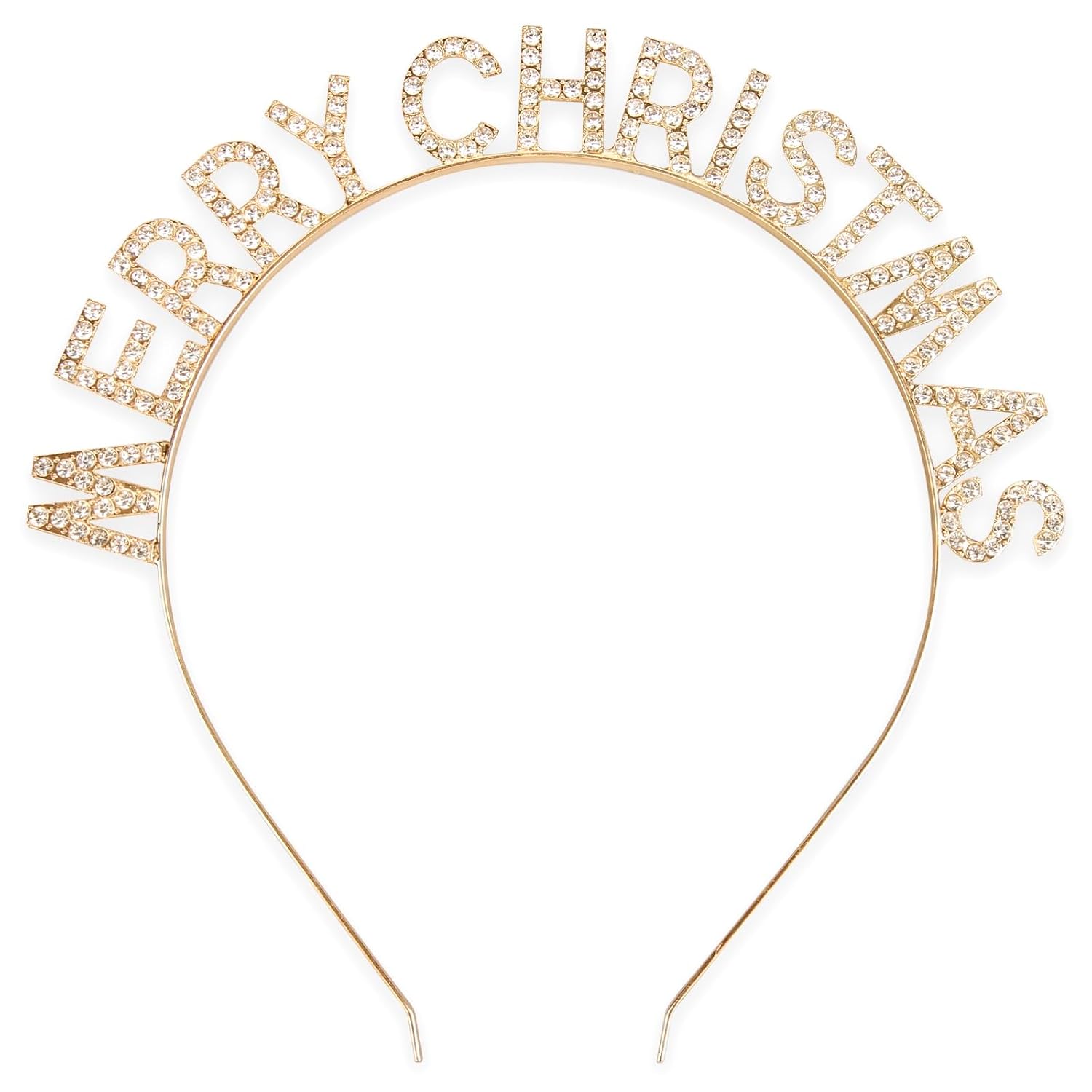 Huachi Christmas Headbands for Women Girls, Gold Rhinestone Headband Holiday Headpiece Christmas Outfits Hair Accessories for Women