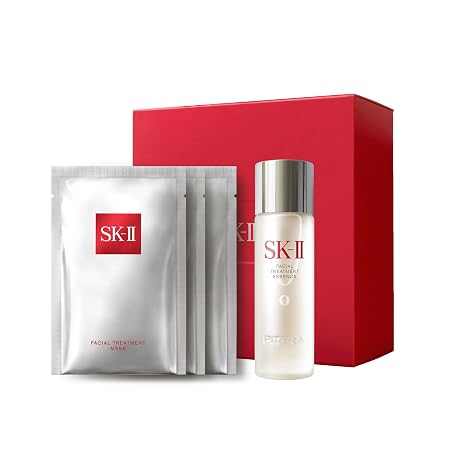 SK-II Glow Up Duo Anti-Aging Skin Care Set - Includes Facial Treatment Essence Skincare & 3 Hydrating Face Masks - Targets the Appearance of Fine Lines, Sun Spots & Dull Skin (4 Count)