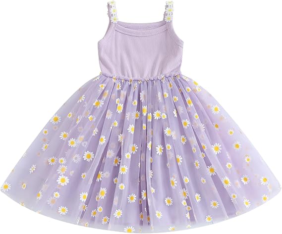 Honganda Infant Toddler Baby Girl Summer Dress Sleeveless Knit Top Daisy Tutu Skirt Patchwork Princess Dress