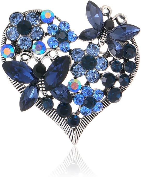 Rhinestone Heart Brooch Sparkling Crystal Flower Brooch Pin Vintage Crystal Butterfly Pin Elegant Heart Insect Clothing Bags Hats Accessories Wedding Birthday Party Christmas Jewelry for Women