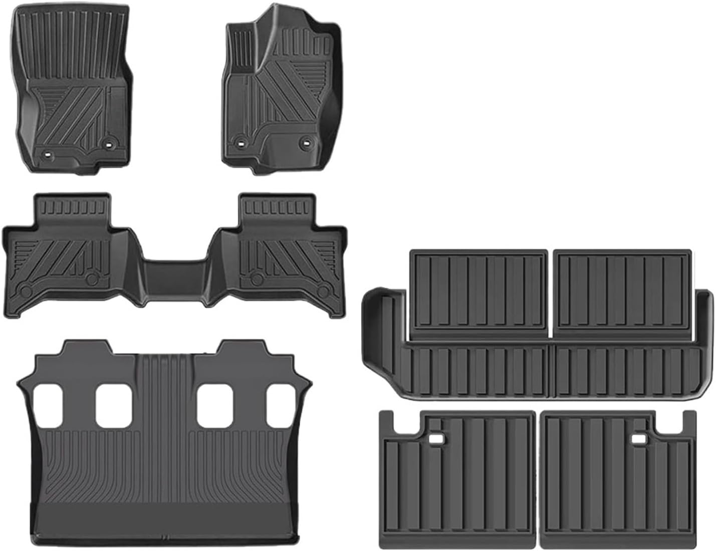 Floor Mats Compatible with Toyota Landcruiser 250 7 Seats 2024 2025 All Season Guard Compatible with Car Mats TPE Floor LC250 Accessories7PCS RHD