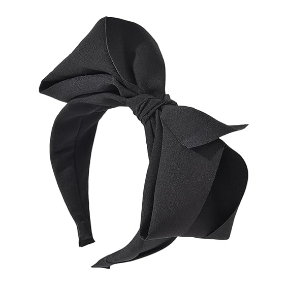 Red Bow Headband For Women Black Knot Hair Bands Big Bowknot Hair Hoop Knotted Wide Turban Headbands Hair Band Bows Hair Accessories(Black)
