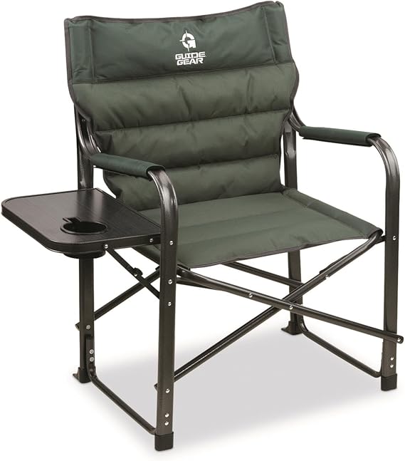 Guide Gear XL Comfort Padded Directors Camp Chair; 400-lb. Capacity, for Camping, Fishing or by the Beach and Swimming Pool Green