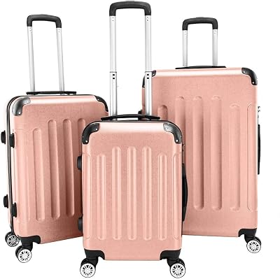 Ergonomic 3-Piece ABS Suitcase Set 20” Carry-On  24”&28” Checked - Dirt-Resistant Dark Gray, Heavy-Duty Handles