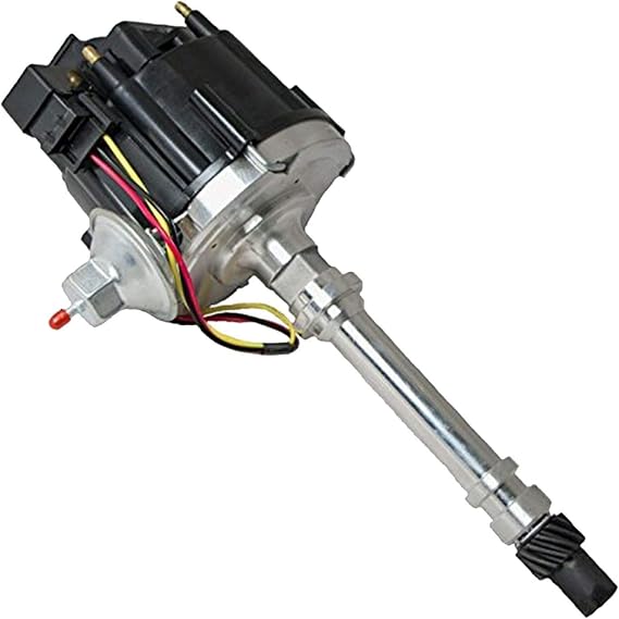 A-Team Performance HEI V6 Distributor - Black, 65K Ignition Coil CNC Chrome-Moly Gear & Coil Wire - One-Wire Carburetor Installation - Compatible with Chevrolet, GM & GMC 4.3L V6 Vortec & Vacuum Cap