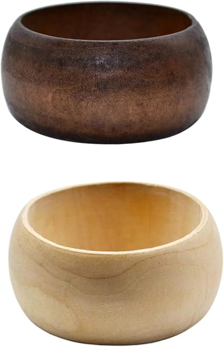 Round DIY Natural Wooden Large Bangles Handmade Ethnic Wood Cuff Bracelet Vintage Simple Round Natural Wooden Chunky Bracelet for Women Jewelry-Brown White