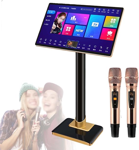 19-Inch Touch Screen Karaoke Machine with 2 Mics, Amplifier, APP Control, Millions of Songs for Parties, TV