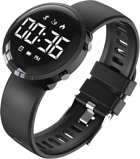 Kids Digital Fitness Tracker Watch, Outdoor Sports Boys Girls Children Wristwatch, Waterproof, with Alarm Clock, Stopwatch, Pedometer Watch (Black)