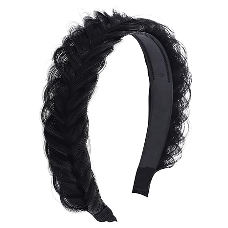 scicent Headband Girls Braided Hairpiece Messy Width 2.5 cm French with Teeth Non-Slip Braiding Beauty Hair Accessories for Women and Women (Natural Black) - 5705