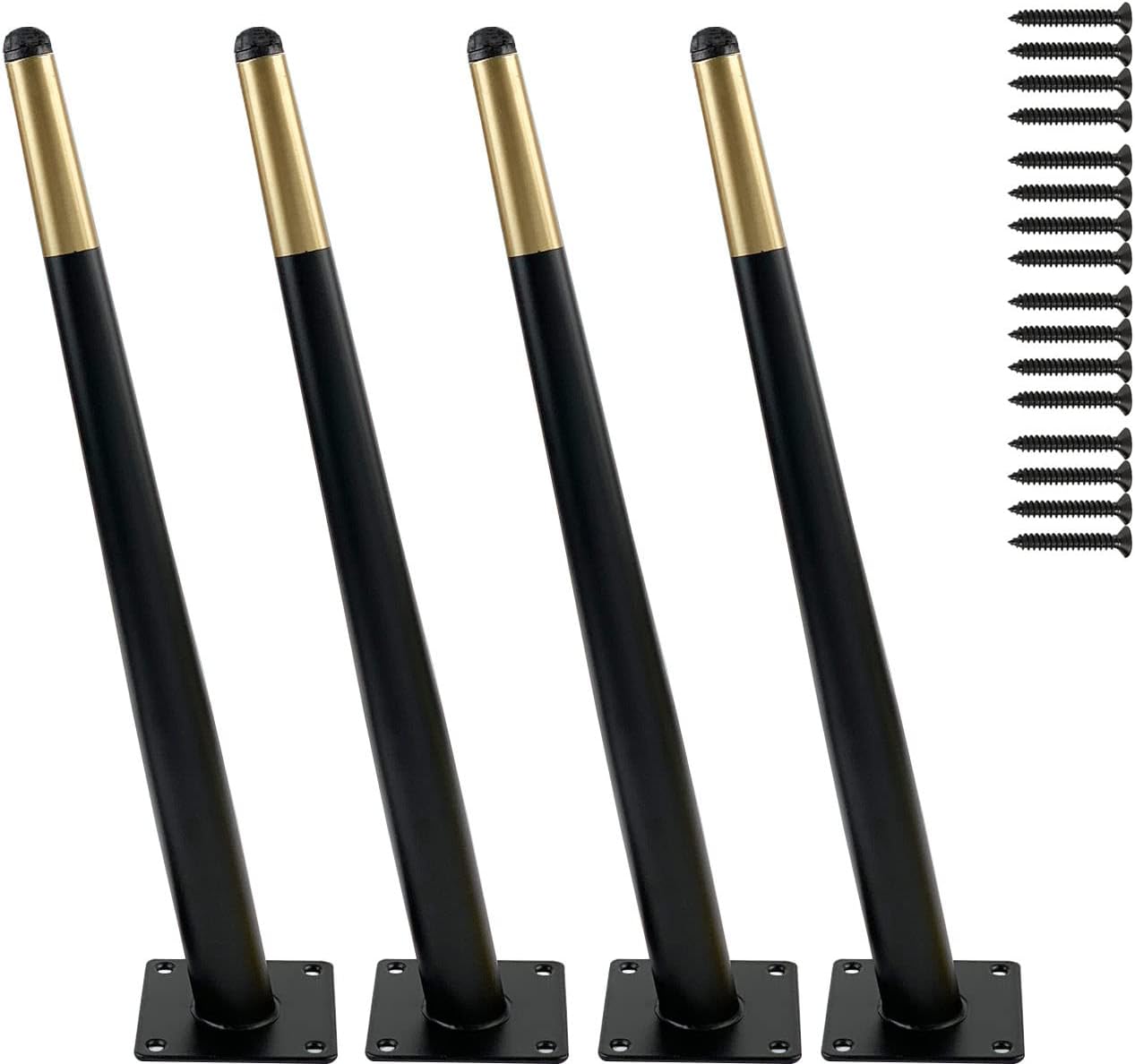 16 Inch Metal furniture Legs Oblique Conical Metal Legs Matte Black Gold Mid-Century Style Furniture Feet for Sofa Cabinet Table Chair Cupboard Couch Home DIY Projects（4PC）40cm