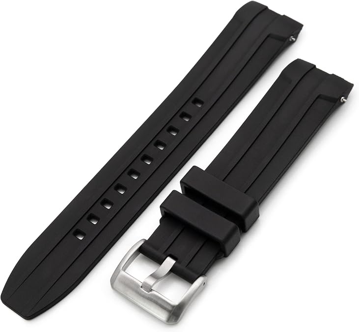 MiLTAT StrapXPro Black Rubber Strap compatible with Longines Hydroconquest L37424566 Conquest L37774990