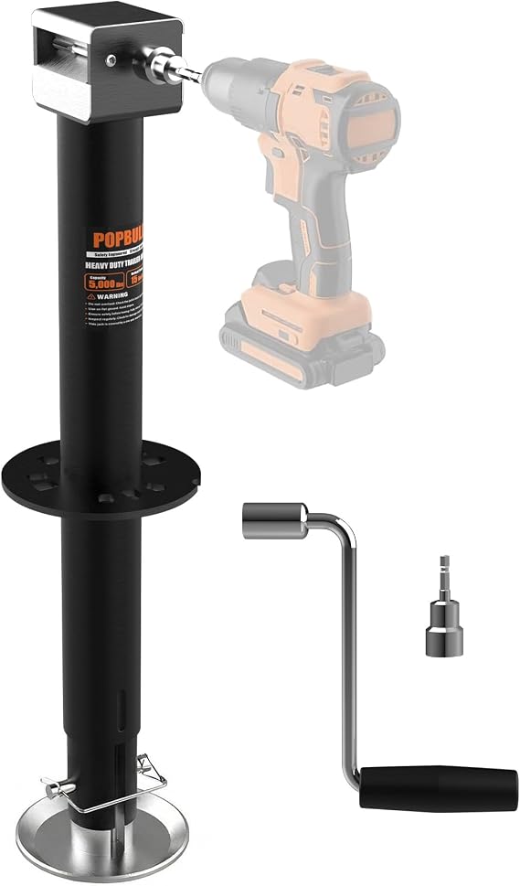 5000lbs A-Frame Trailer Jack,30" Lift 20-24V Cordless Drill Compatible with Adjustable Drop Leg for RV Trailer, Horse Trailers, Utility Trailers