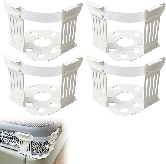 4 Pcs Bed Sheet Holder Clips - Adjustable Sheet Straps for Mattress Corners, Fitted Sheet Fasteners to Keep Sheets in Place - Strong Grippers for Bedding, Mattress, Sofa, Couch & Slipcover Holders