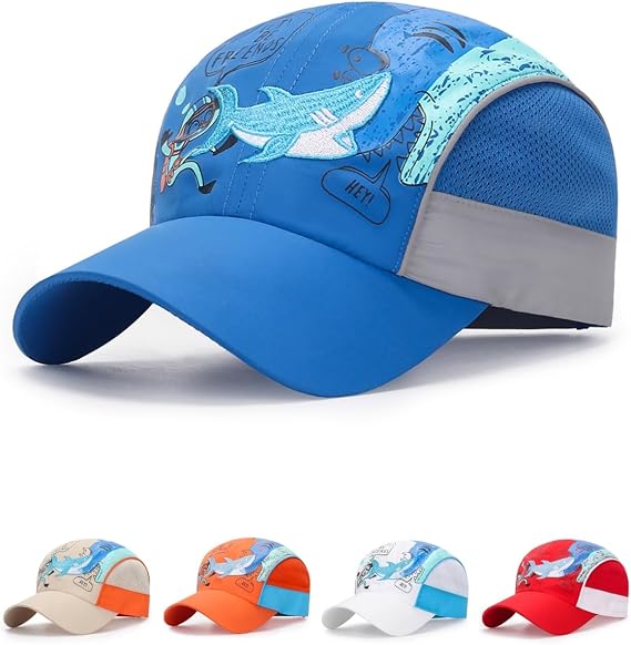 Breathable Kids Sun Protection Ball Cap Quick Dry UPF50+ Lightweight Mesh Sports Hats for Boys Summer Running Beach