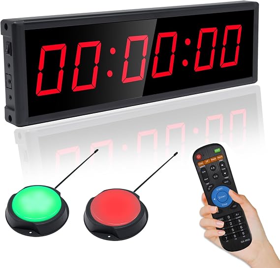 LED Timer with 2 Wireless Button, Digital Interval Timer with Remote
