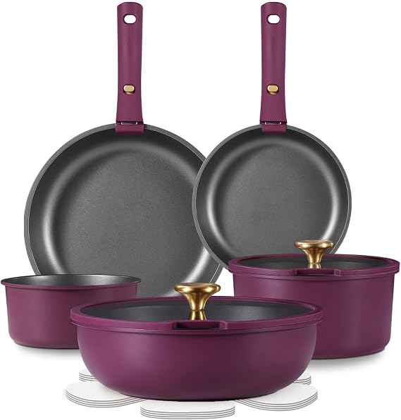 CAROTE 13 Piece Pots and Pans Set NonStick with Detachable Handle