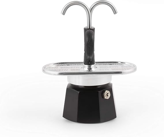 Bialetti - Mini Express Kandisky Moka set contains coffee machine for 2 cups (90ml), black, aluminium