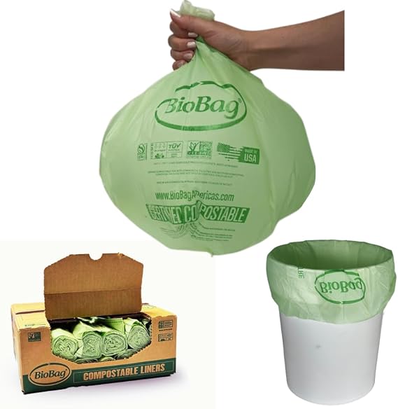 7 Gallon BioBag The Original 600 7-Gallon Compostable Food Scrap Commercial Gallon Bags, 100% Compostable Certified (Made In USA)