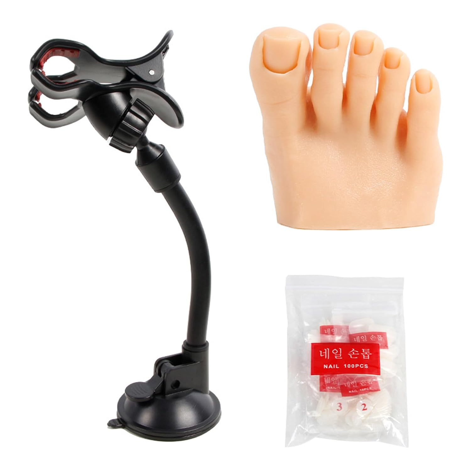 Flexible Soft Silicone Prosthetic Manicure Tool Practice Fake Foot Model With Fake Foot Holder For Nails Art Training