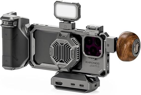 Tilta Khronos Ultimate Kit Compatible with iPhone 16 Pro Max Space Gray | Mobile Filmmaking | Phone Camera Cage & Video Rig | USB-C/HDMI Hub | Focus & Wooden Handle | ND Filters | Cooling System