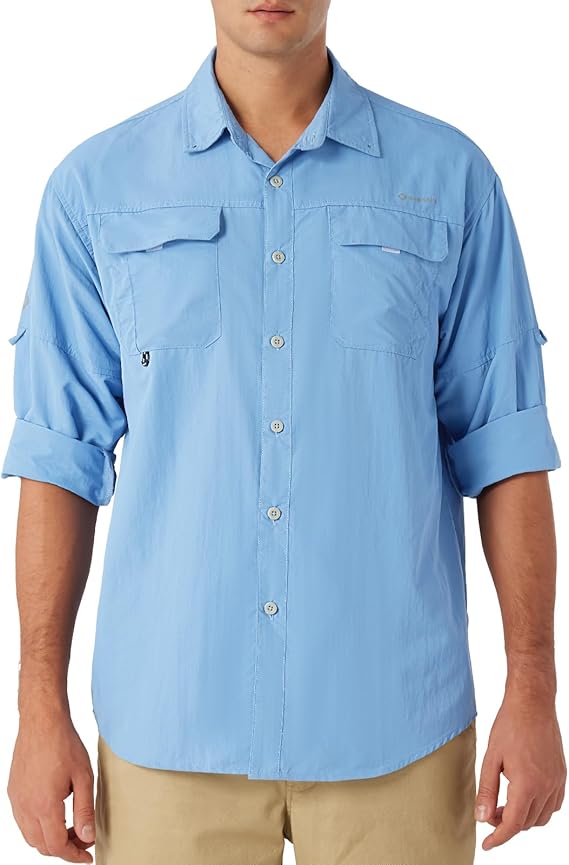 NAVISKIN Men's UPF 50+ Sun Protection Long Sleeve Fishing Shirts | UV Protective, Quick Dry, Vented Back, Utility Pockets, Roll Up Sleeves, Lightweight PFG Shirts For Hiking Camping Safari